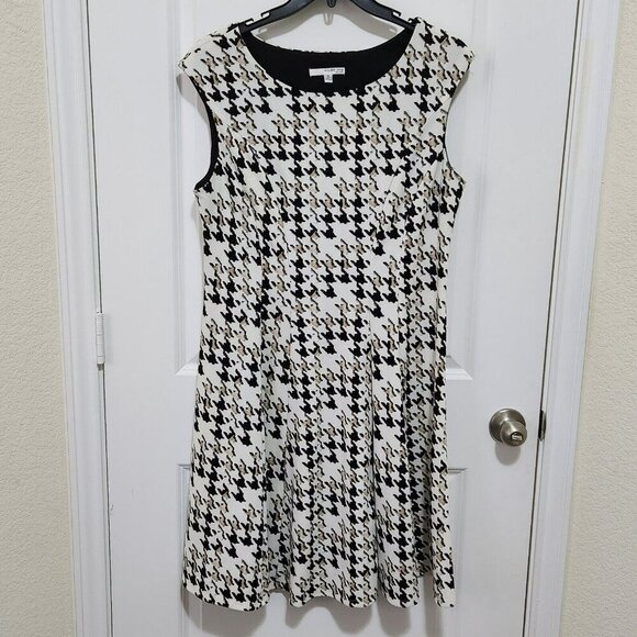 Studio One Women's 16 Sleeveless Houndstooth Dress A Line - Picture 1 of 6